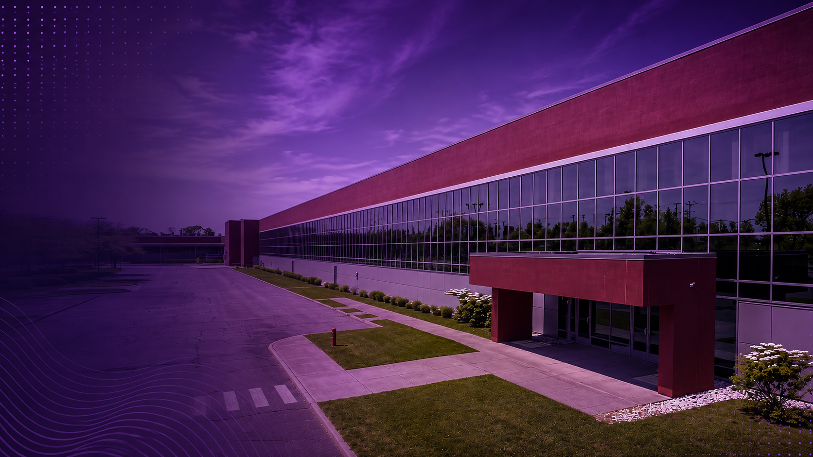 Exterior view of the New Vision International Ministries campus and parking lot